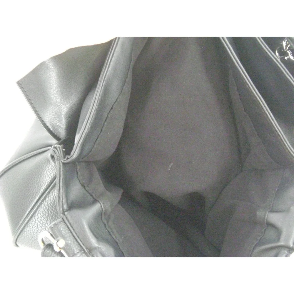 Steve Madden Black Pebbled Faux Leather Hobo 3 Compartment Large Handbag Satchel